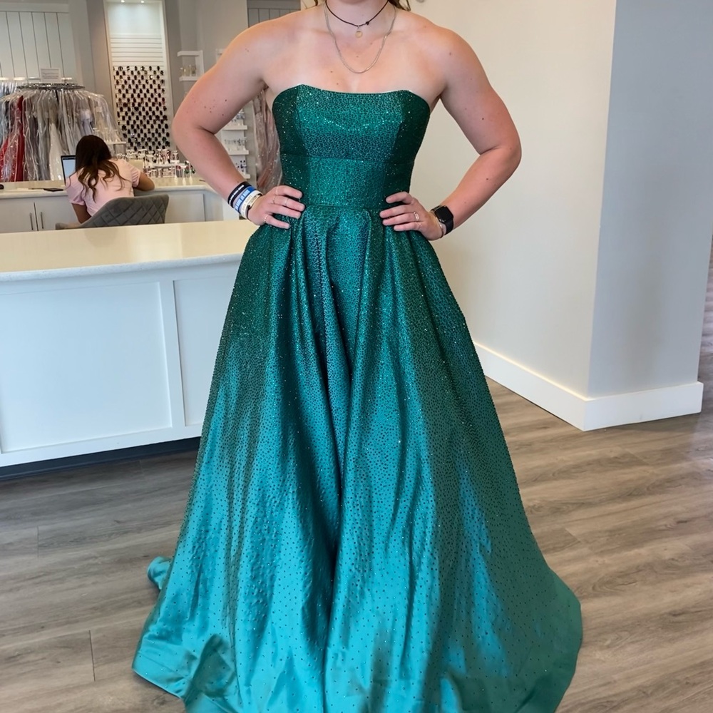 Sherri Hill Strapless Green Dress